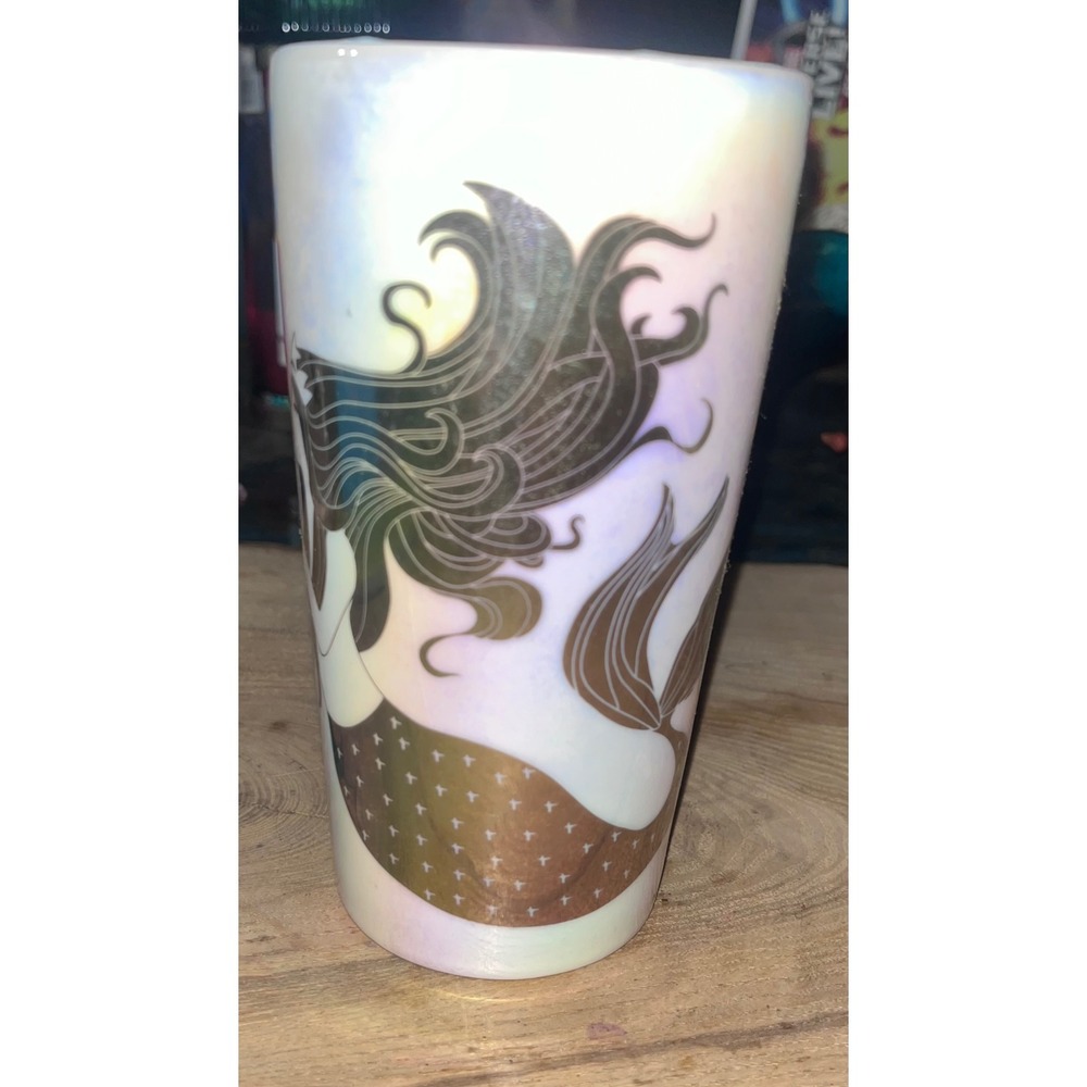 Starbucks 2021 Anniversary Iridescent Siren Mermaid Ceramic Tumbler12oz preowned - Picture 2 of 6